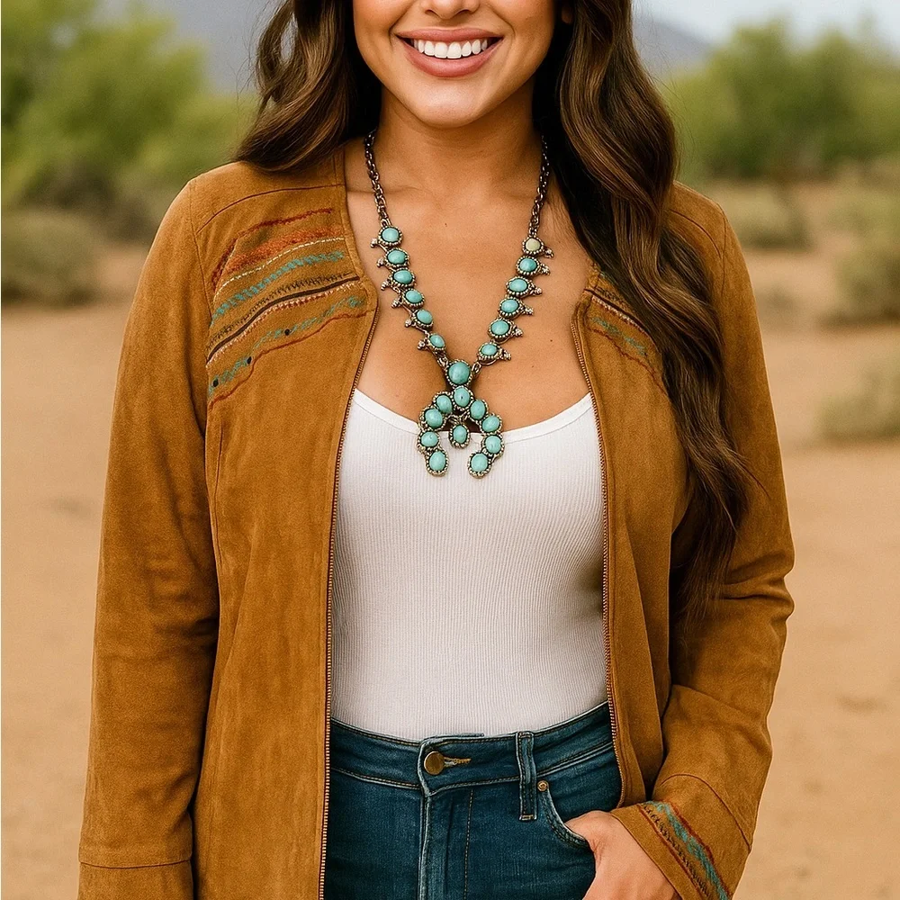 Double D Ranch Loraine beaded suede jacket. Absolutely beautiful condition. - Picture 5 of 14